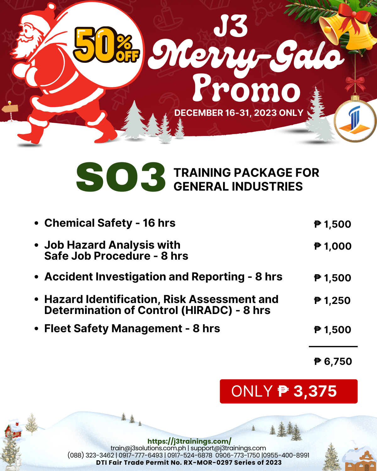 Safety Officer3 Training Package for BOSH Graduates J3 Trainers & Consultants Inc.